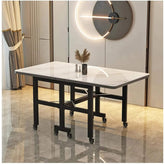 Extendable Dark Luxury Dining Table — Space-Saving with Casters Jonine’s Corner