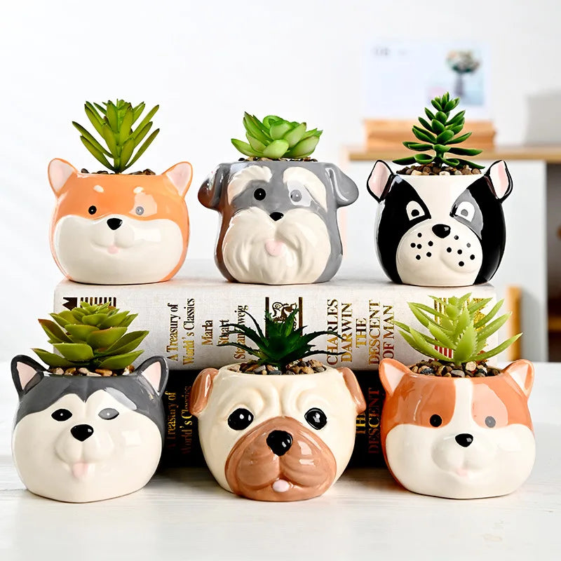 The Little Character — Ceramic Animal Succulent &amp; Plant Pot for Desk or Shelf