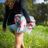 Mexican Handwoven Throw Blanket — Striped Tassel, 130×170cm