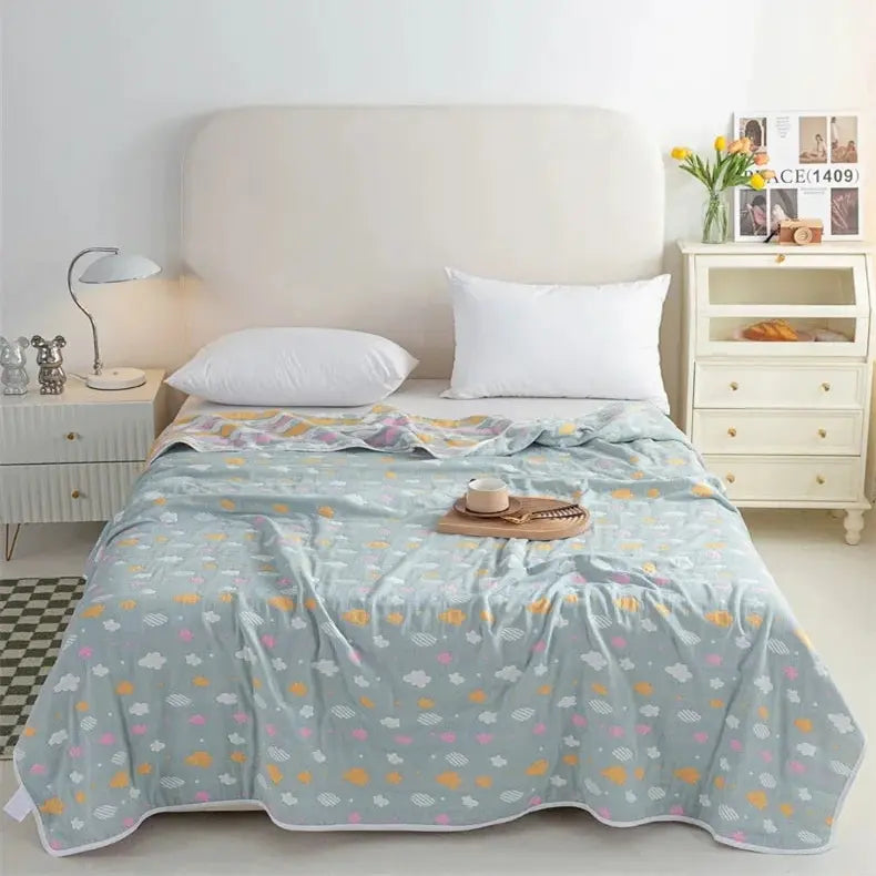 Multi-functional Summer Quilt Thin Breathable Duvet Cool Breathability Cotton Gauze Fabric Towel Blanket Skin-friendly Comforter