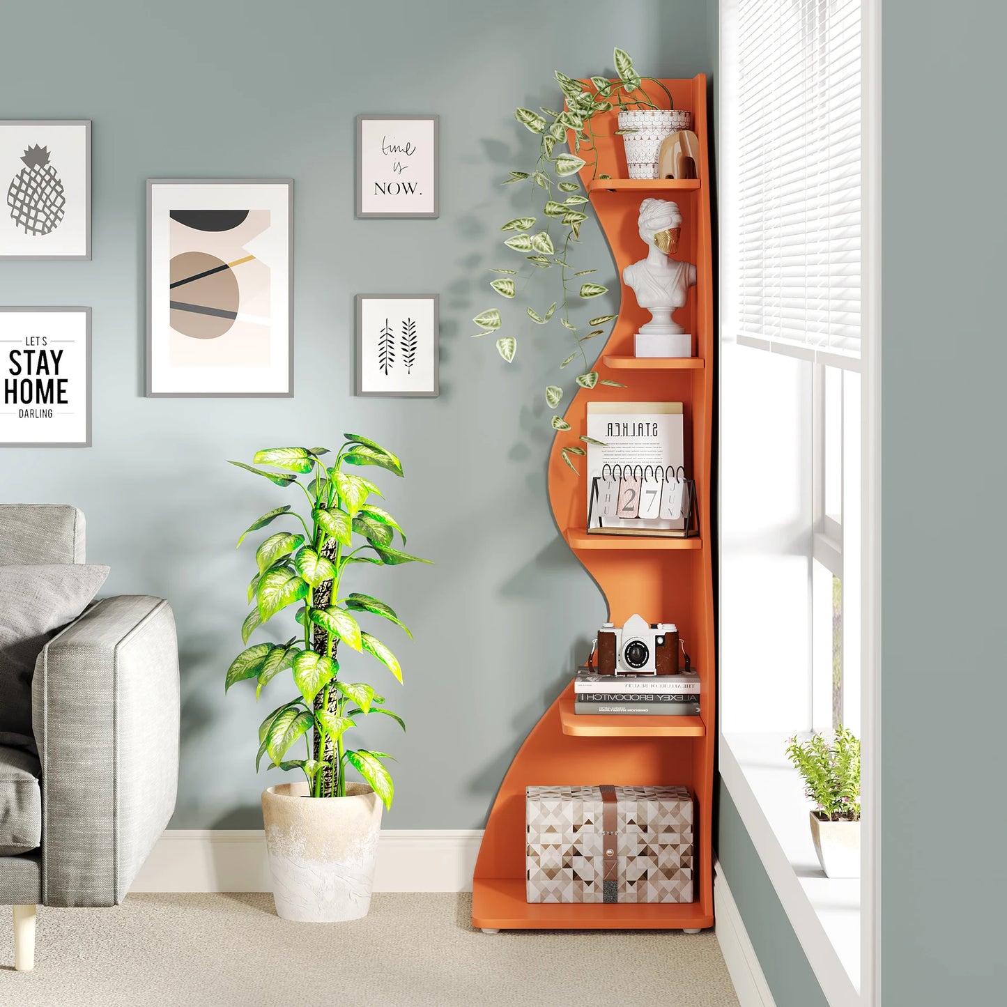 The Corner That Finally Does Something — Tribesigns 5-Tier Wall Corner Bookshelf & Plant Stand