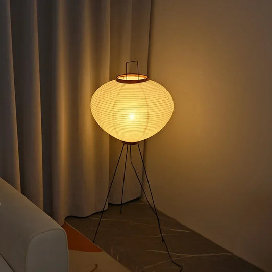 Wabi-Sabi Rice Paper Floor Lamp — Japanese Noguchi-Inspired Standing Light for Bedroom & Living Room