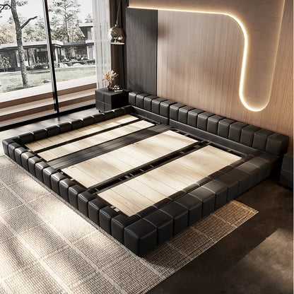 Minimalist Upholstered Headboard Bed — Full Size Lounge Frame