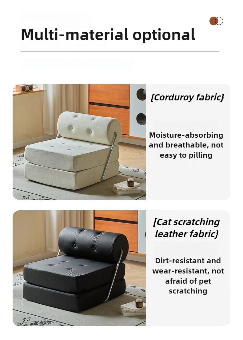 Foldable Nordic Sofa Bed — 1-Person Lazy Sofa for Bedroom & Living Room