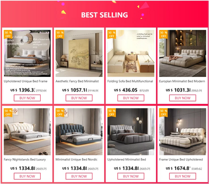 European Minimalist Waterproof Bed Frame with Headboard