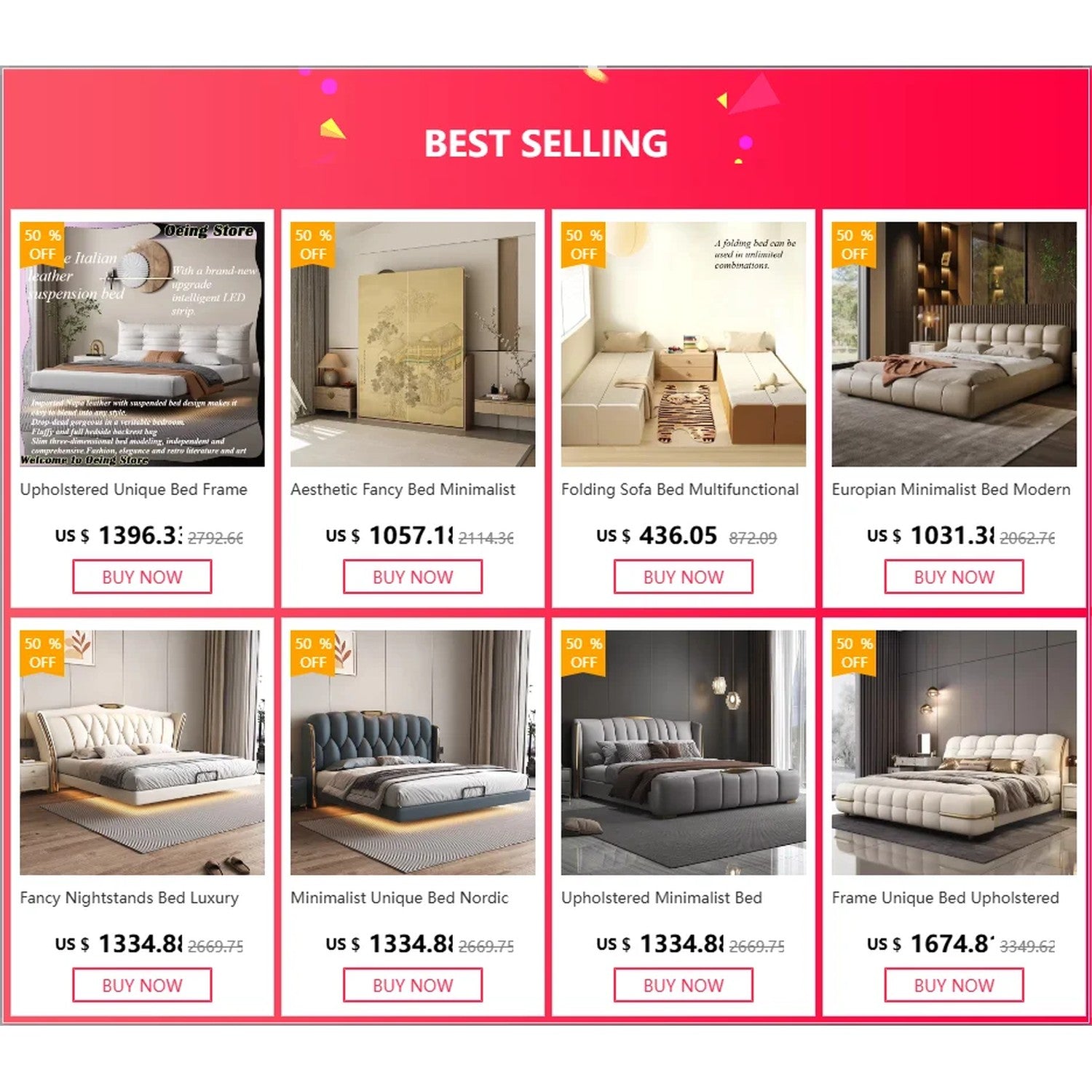 European Minimalist Waterproof Bed Frame with Headboard