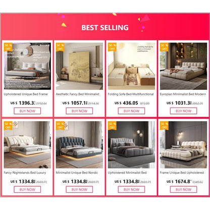 European Minimalist Waterproof Bed Frame with Headboard