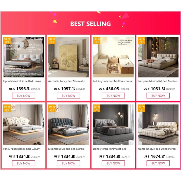 European Minimalist Waterproof Bed Frame with Headboard Jonine’s Corner