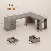 Farmhouse 67" L Shaped Desk with 3 Drawers, Executive Desk, Home Office Desks with Storage Shelves, Corner Computer, Customized Jonine’s Corner