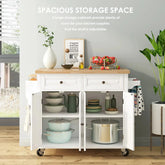 Rolling Kitchen Island Cart with Storage Cabinets & 2 Drawers — Farmhouse Style Jonine&