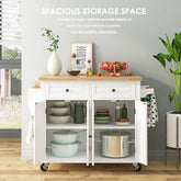 Farmhouse Kitchen Island Cart with Storage & Drawers