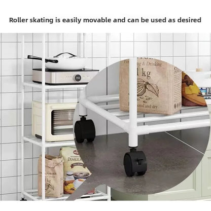 Kitchen storage cart for shelves - multi-level floor-standing household storage unit - bathroom shelf - microwave oven shelf