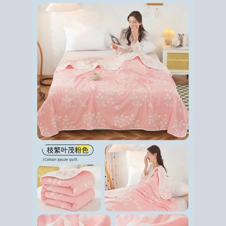 Multi-functional Summer Quilt Thin Breathable Duvet Cool Breathability Cotton Gauze Fabric Towel Blanket Skin-friendly Comforter