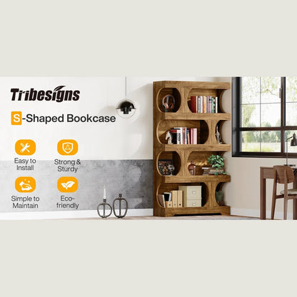Stories on Display — Tribesigns 71" S-Shaped Bookcase