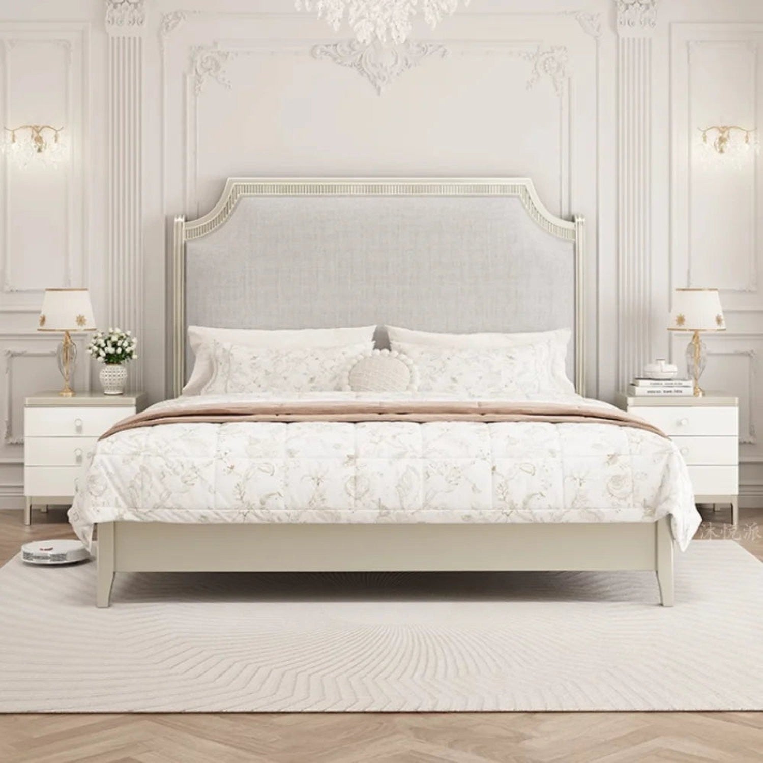 European Minimalist Waterproof Bed Frame with Headboard