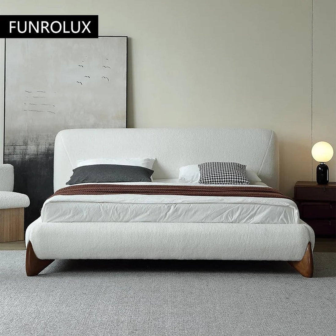 Japanese Tatami Platform Bed — Minimalist Fabric Upholstered Frame