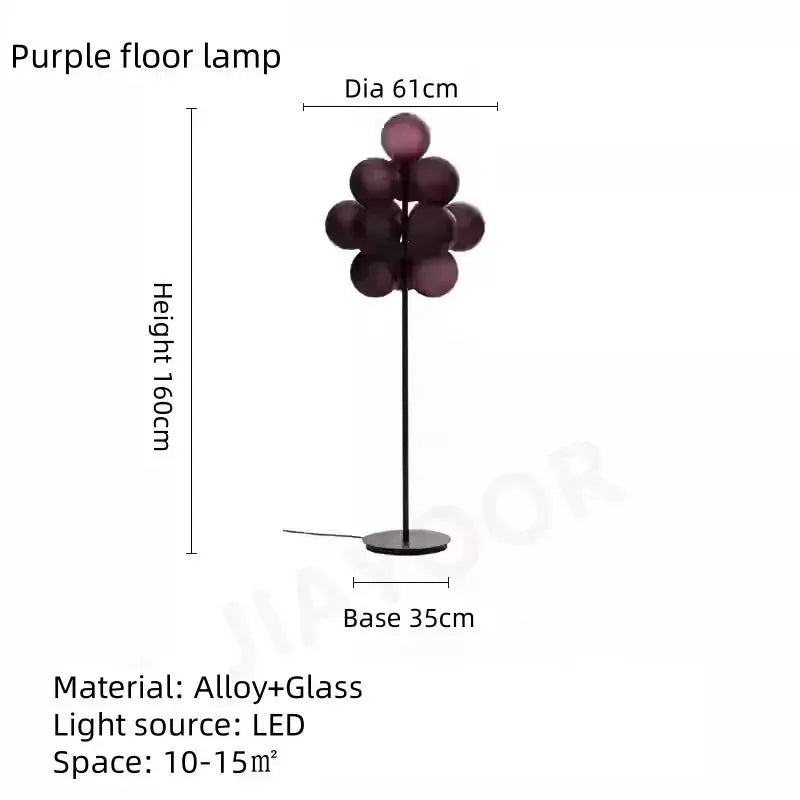 The Grape Cluster — Sculptural Glass Floor Lamp with Warm LED Glow Jonine’s Corner