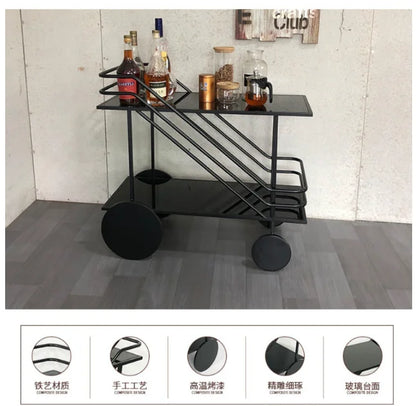 Iron Art Rolling Bar & Serving Cart