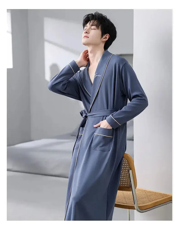 His Moment to Unwind — 100% Cotton Kimono Bathrobe for Men Jonine’s Corner
