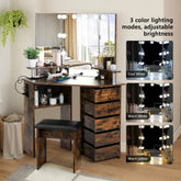 Vanity with Lights - Makeup Vanity Desk with Power Outlet, 3 Color Lighting Options Brightness Adjustable, Vanity, Customized Jonine&