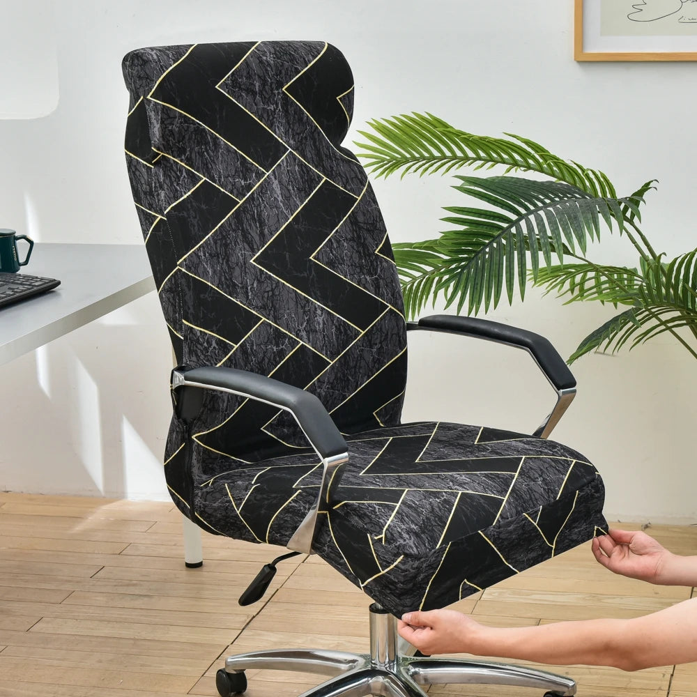 Fresh Look, Same Chair — Elastic Rotating Office Chair Cover with Back Protection