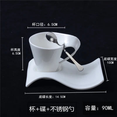 Wavy Ceramic Coffee & Espresso Cup — Modern Mug & Couple Gift