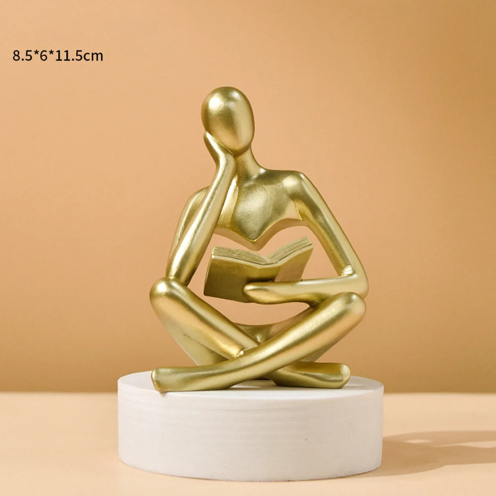 Abstract Thinker Sculpture — Modern Resin Figurine for Bookshelf & Desk Décor