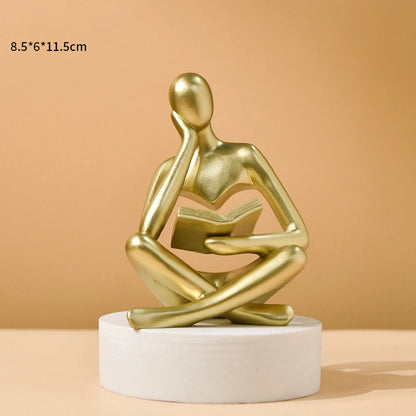 Abstract Thinker Sculpture — Modern Resin Figurine for Bookshelf & Desk Décor