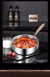 316 Stainless Steel Frying Pan Deepened Wok Non-Stick Skillets Steak Gas Stove Induction Cooker Universal Pan Kitchen Cookware Jonine&
