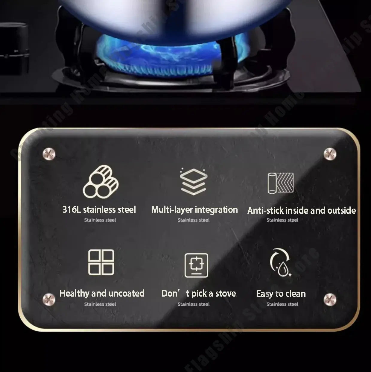 316 Stainless Steel Frying Pan Deepened Wok Non-Stick Skillets Steak Gas Stove Induction Cooker Universal Pan Kitchen Cookware Jonine&
