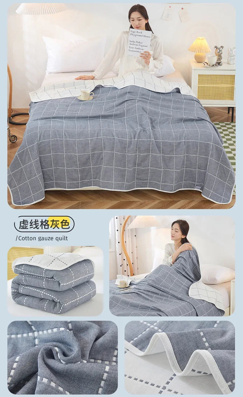 Cotton Gauze Summer Quilt — Plaid