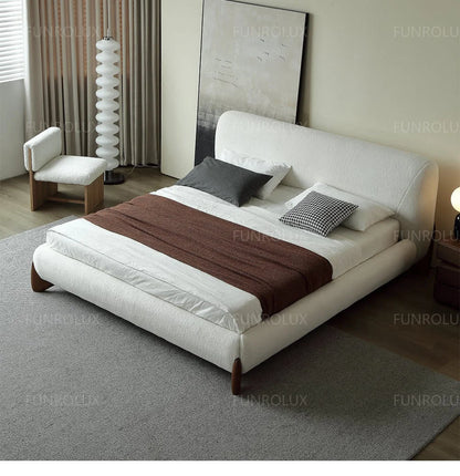 Japanese Tatami Platform Bed — Minimalist Fabric Upholstered Frame