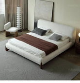 Modern Simple Bed Fabric Bed Japanese Tatami Double Bed Italian Minimalist Master Bedroom Soft Back Lamb&