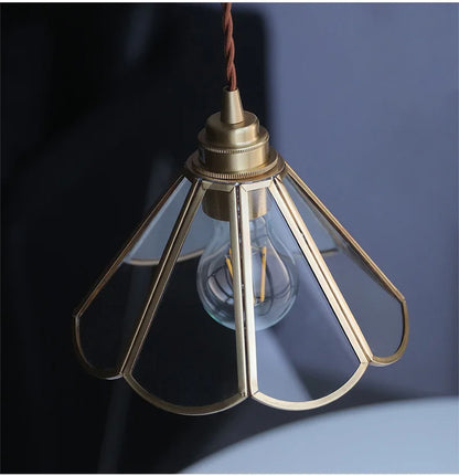 Retro Brass Glass Pendant Light