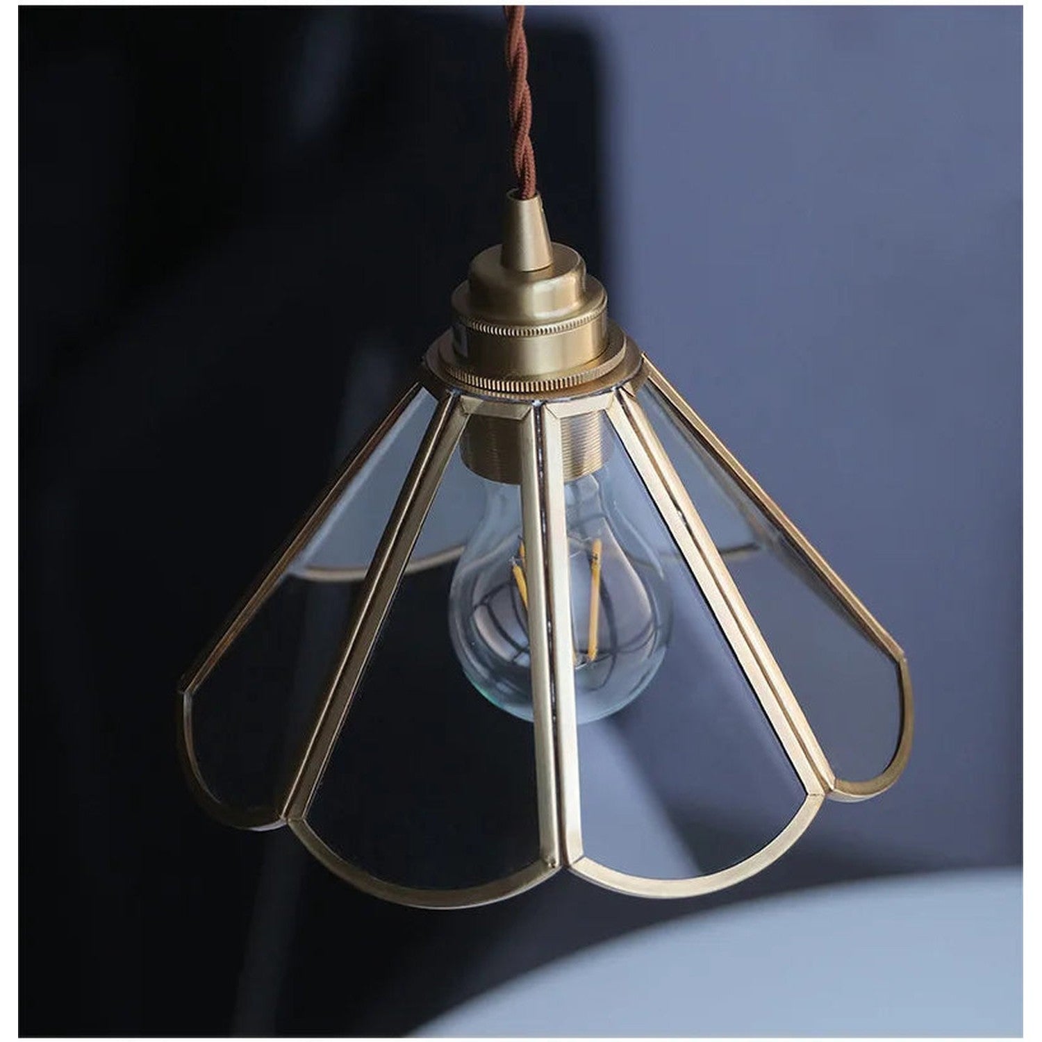 Retro Brass Glass Pendant Light