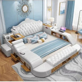 Headboard Storage Double Bed Queen Drawers King Size Smart Bed Luxury Princess Modern Letto Matrimoniale Bedroom Furniture Jonine&