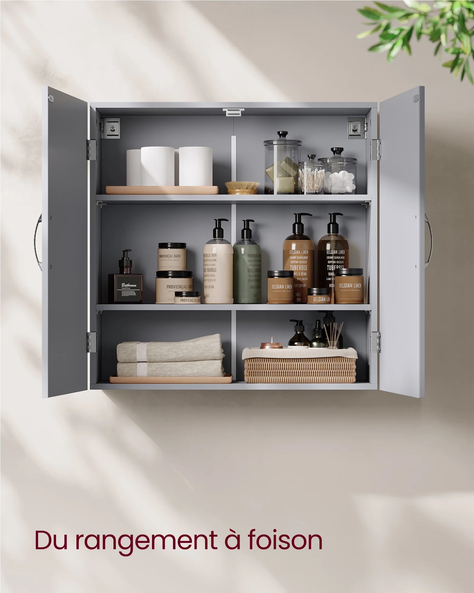 VASAGLE Bathroom Wall Cabinet — Wall-Mounted Storage with Adjustable Shelves