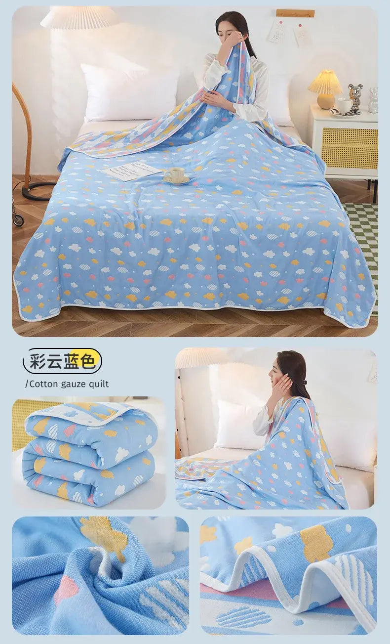 Cool Breathability Summer Quilt Multi-functional Cotton Gauze Fabric Towel Blanket Thin Breathable Duvet Skin-friendly Comforter