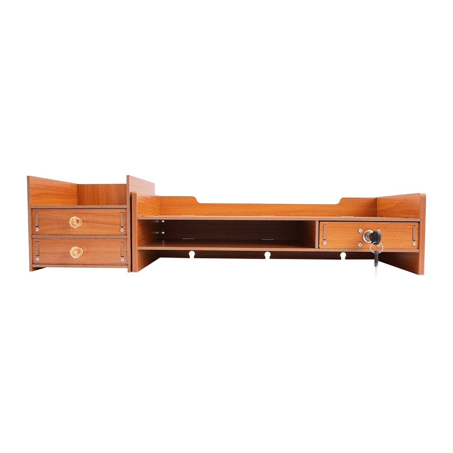 Lift, Store, Organise — Monitor Stand with Drawers, Key Hook & Phone Holder