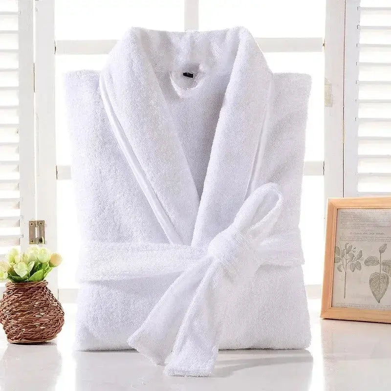 Terry Robe Women 100% Cotton Bathrobe Lovers Brown Robes Men Bathrobe Solid Towel Fleece Long Sleepwear Bridesmaid Robe White Jonine’s Corner
