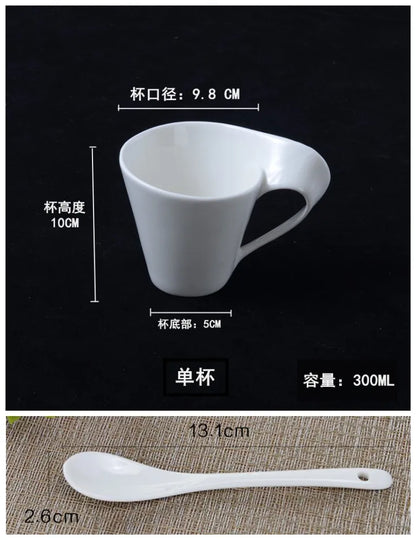 Wavy Ceramic Coffee & Espresso Cup — Modern Mug & Couple Gift
