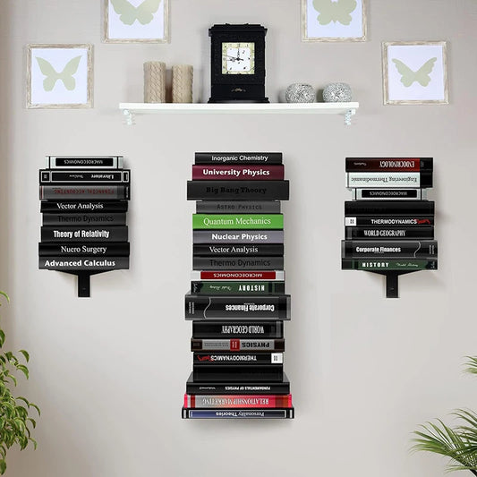 Modern Metal 2-Tier Bookshelf — Minimalist Wall Bookcase