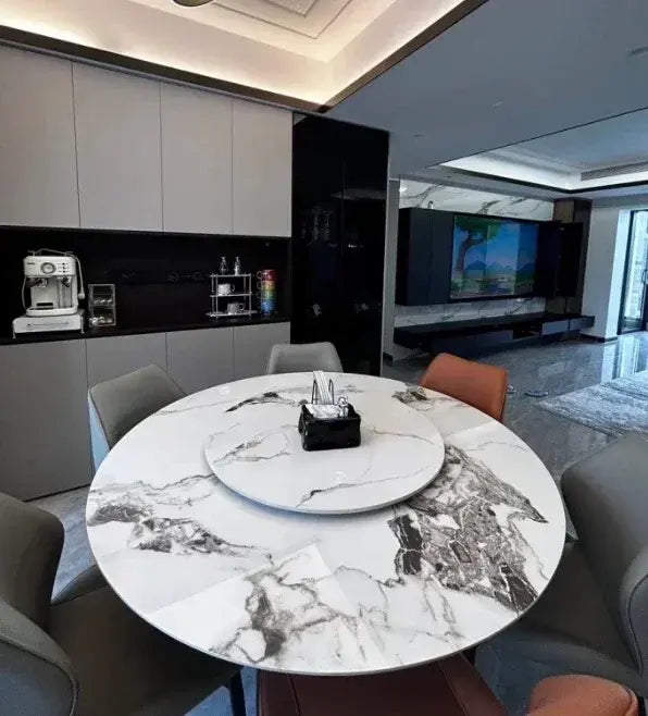 Round Sliding Table Luxury Table Stainless Steel Kitchen Islands Transparent Mesa Comedor Garden Furniture Sliding Dining Wash Jonine&