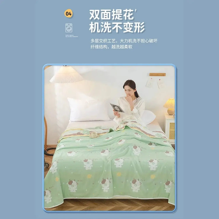 Multi-functional Summer Quilt Thin Breathable Duvet Cool Breathability Cotton Gauze Fabric Towel Blanket Skin-friendly Comforter