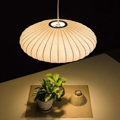 Light Like a Whisper — Wabi-Sabi Handmade Silk Pendant Lamp for Living Room & Dining