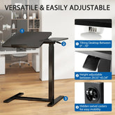 JHK Overbed Bedside Flip Lap Desk with Wheels and Tilt Top Adjustable Height Home Use Bed Table Mobile Standing Desk For Bedroom Jonine&