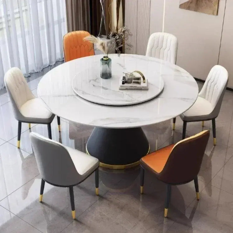 Round Sliding Table Luxury Table Stainless Steel Kitchen Islands Transparent Mesa Comedor Garden Furniture Sliding Dining Wash Jonine&