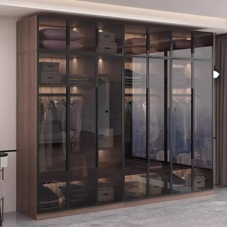 Glass light luxury corner cloakroom wardrobe Double clothes closet cabinets and wardrobes Cabinet dressing clothe home furniture Jonine&