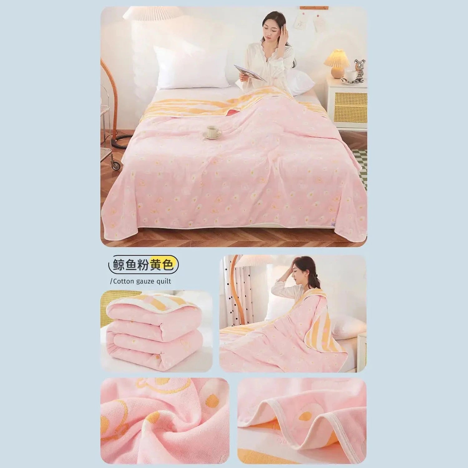 Cool Breathability Summer Quilt Multi-functional Cotton Gauze Fabric Towel Blanket Thin Breathable Duvet Skin-friendly Comforter Jonine’s Corner