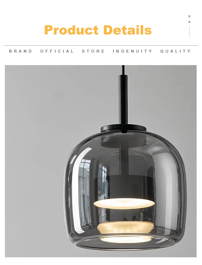 Nordic Glass LED Pendant Lamp — Modern Luxury Hanging Light for Dining Room & Living Room